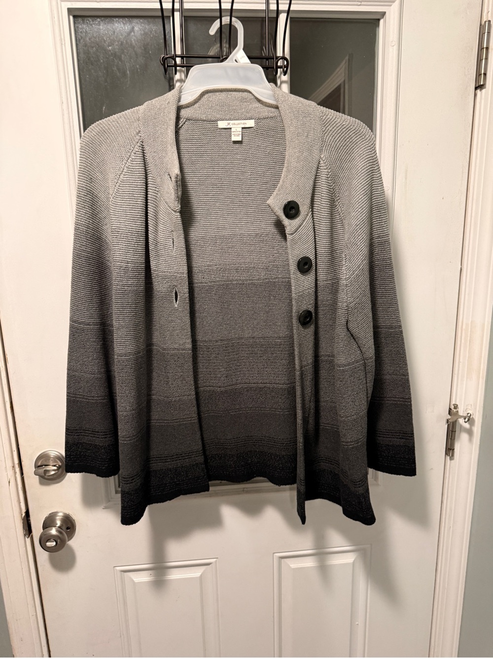 JM Collection Ombre Gray Button-Front Knit Cardigan